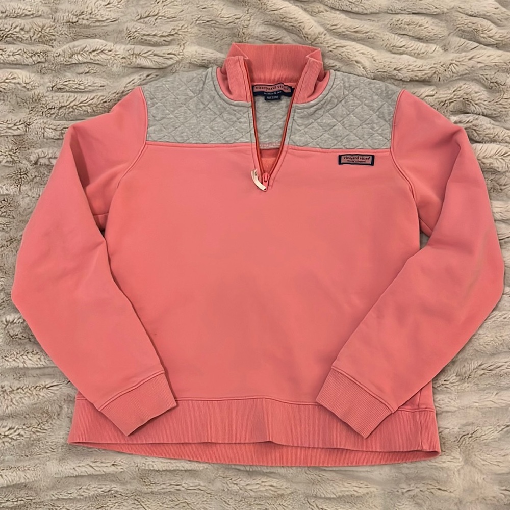 Vineyard Vines Pink & Gray Quilted Shep Shirt Size M